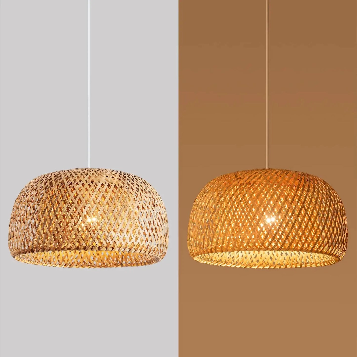 Bamboo Chandelier with Rattan Pattern